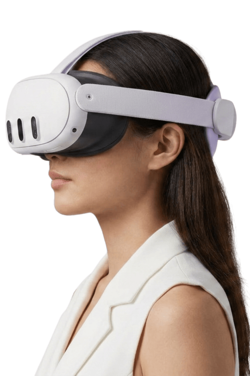 Woman wearing Meta Quest headset